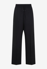Wide-Leg Wool Striped Pants