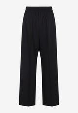 Wide-Leg Wool Striped Pants