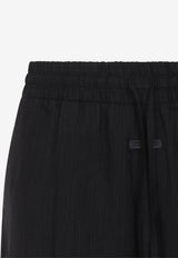 Wide-Leg Wool Striped Pants