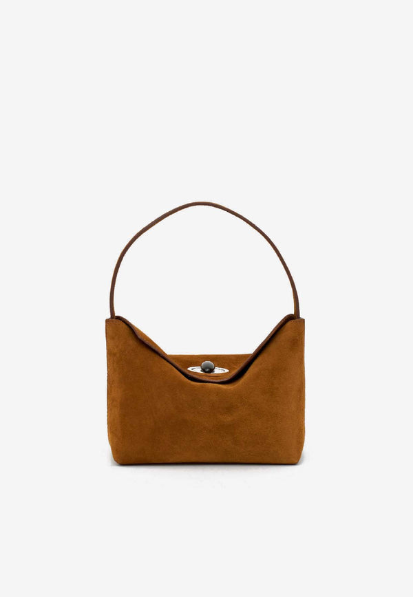 Christopher Esber Mini Turnlock Suede Shoulder Bag Brown 24048352_BROWN