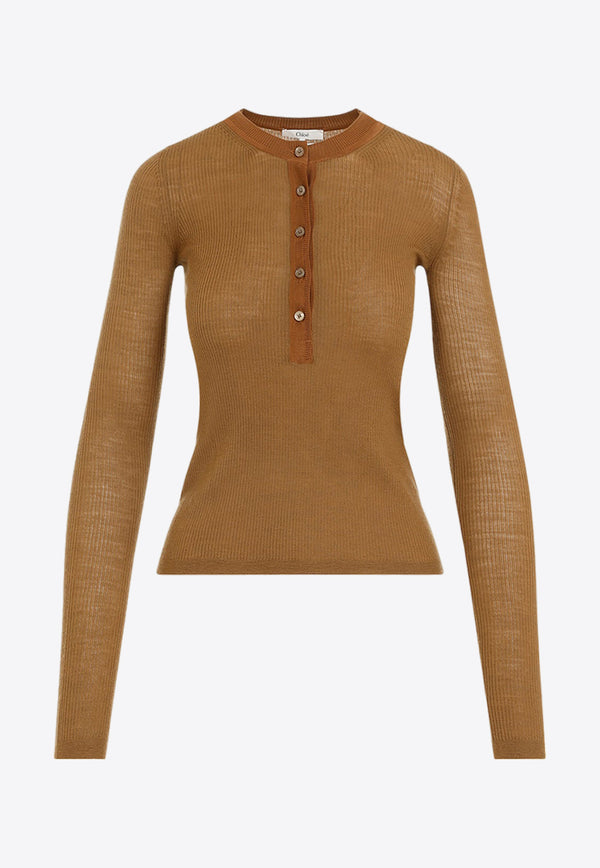 Wool Knitted Long-Sleeved Top