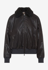 Shearling-Collar Leather Jacket