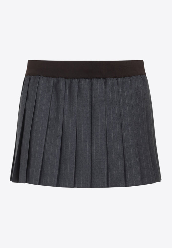 Pleated Pinstriped Mini Skirt