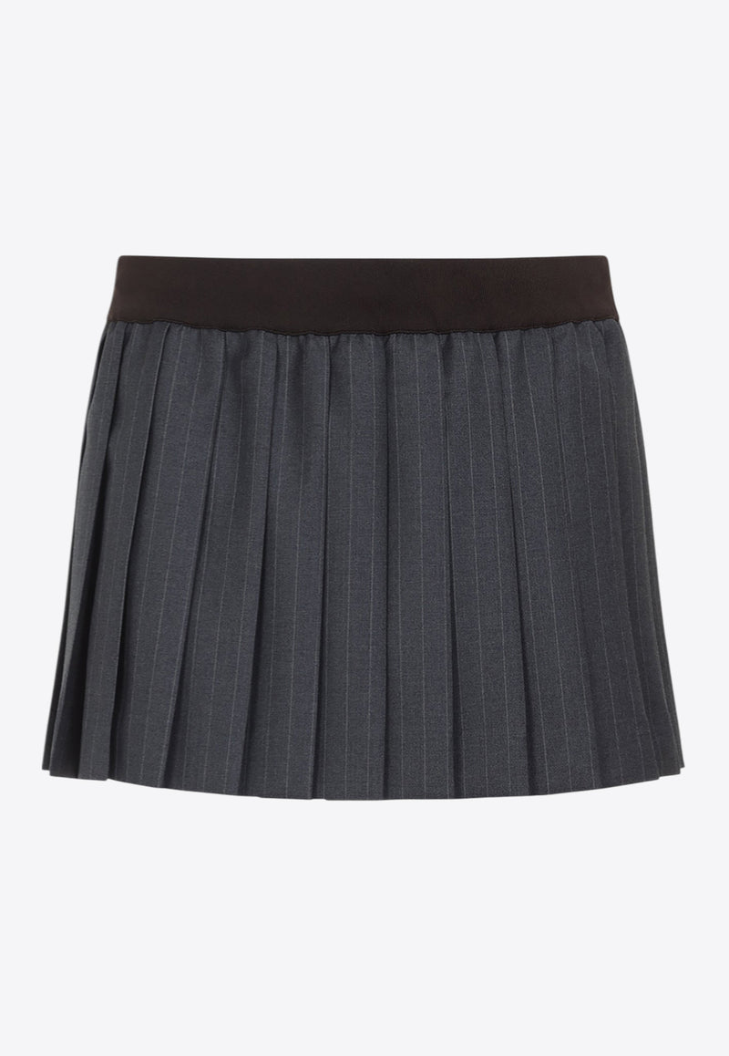 Pleated Pinstriped Mini Skirt