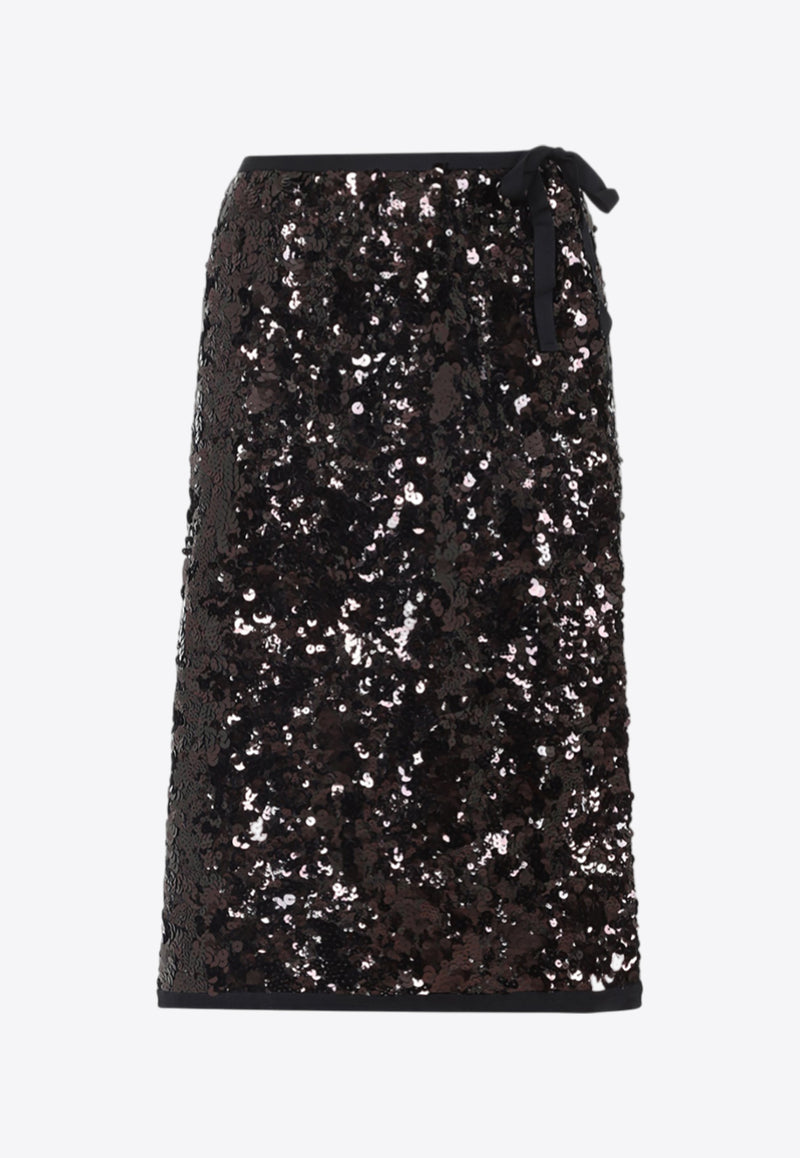 All-Over Sequin Knee-Length Skirt