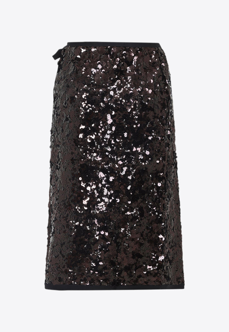 All-Over Sequin Knee-Length Skirt