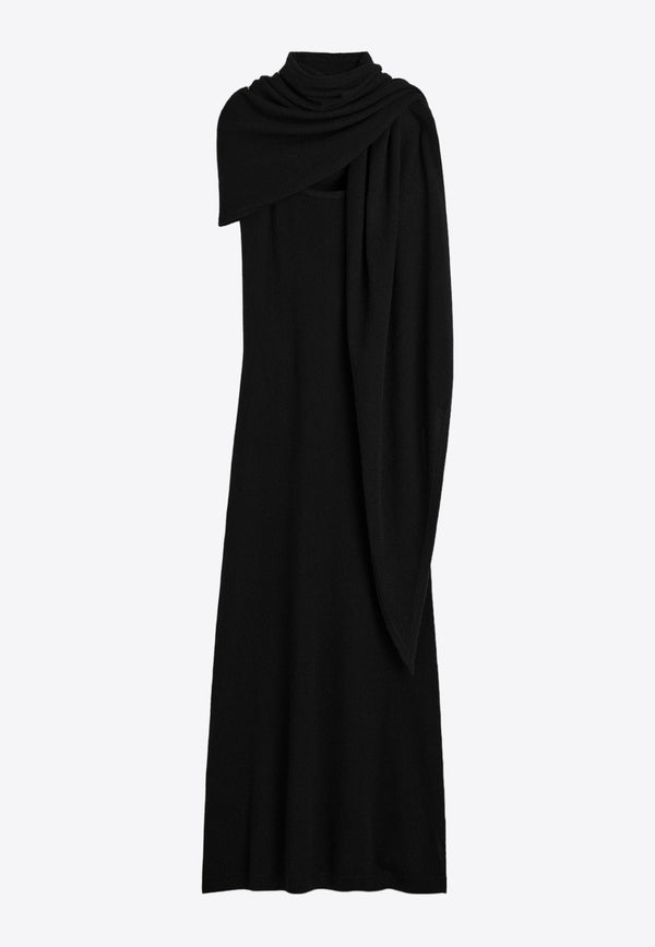 Toteme Cashmere Shawl Maxi Dress 241-WRD1072-YA0016BLACK