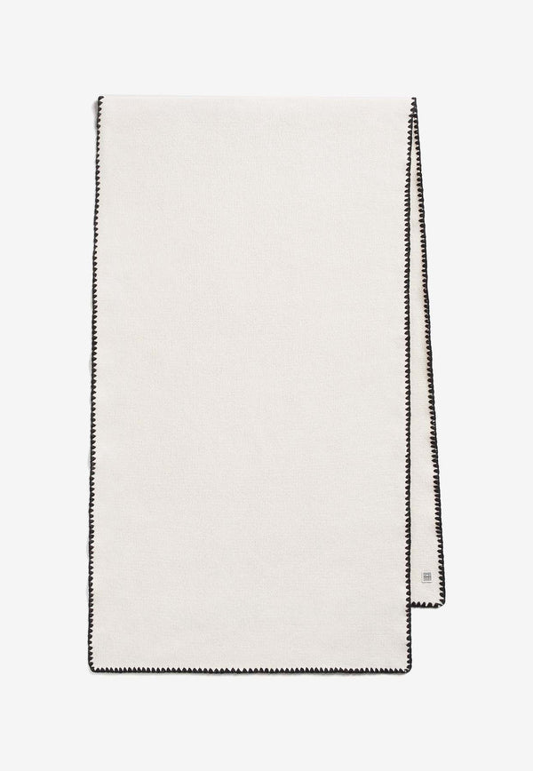 Toteme Embroidered Wool and Cashmere Scarf 241-WSC1233-YA0004WHITE