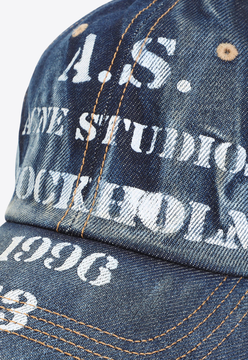Logo-Printed Washed-Out Denim Cap