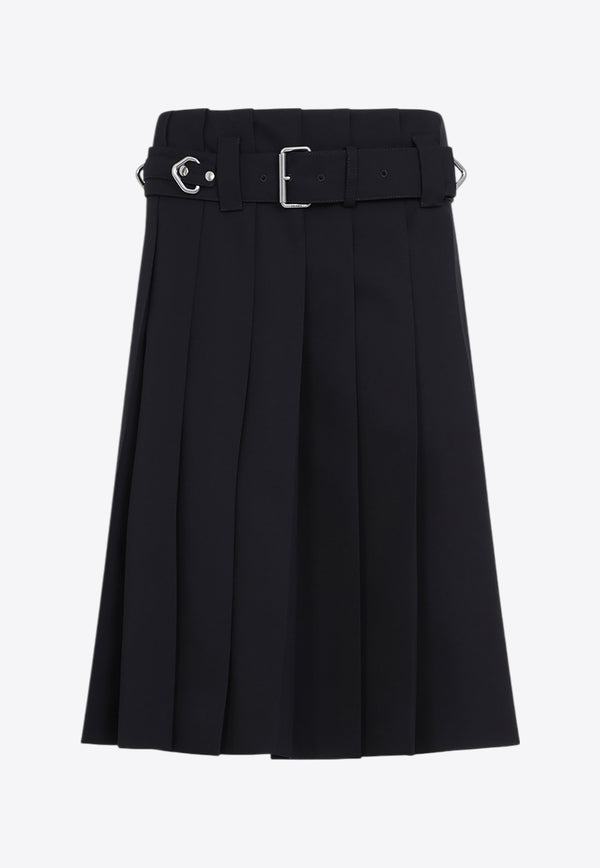 Pleated Wool Midi Skirt