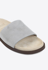 Suede Leather Slides