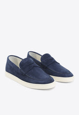 Suede Leather Stitched Loafers