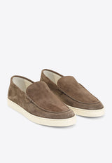 Suede Leather Stitched Loafers