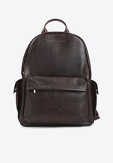 Stamped Logo Leather Backpack