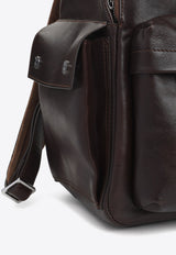 Stamped Logo Leather Backpack
