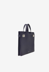 Salvatore Ferragamo Twins Slim Gancini Briefcase in Grained Leather Midnight Blue 241258 TWINS 776592 MIDNIGHT