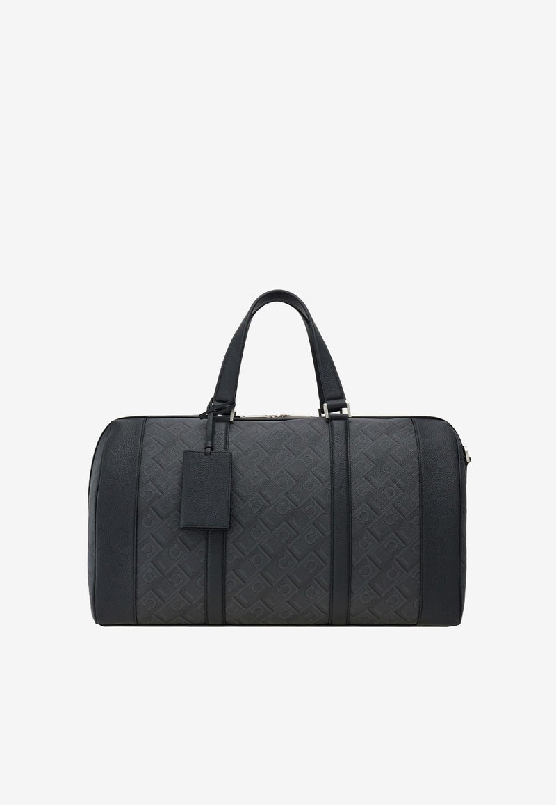 Ferragamo Monogram Jacquard Duffel Bag Black 241649 ALL OVER 780847 NERO