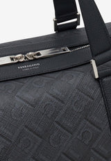 Ferragamo Monogram Jacquard Duffel Bag Black 241649 ALL OVER 780847 NERO