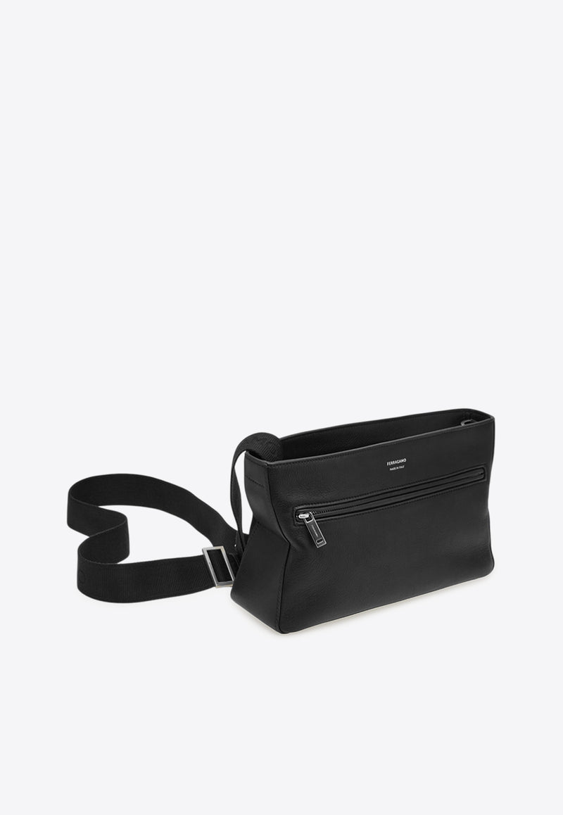 Ferragamo Star-Shaped Leather Messenger Bag Black 241655 STAR 775128 BLUE GRAPHITE