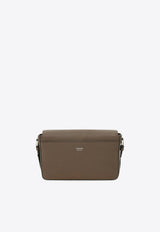 Ferragamo Double Gancini Leather Messenger Bag Brown 241762 LEATHER LOCK 786446 CONCRETE