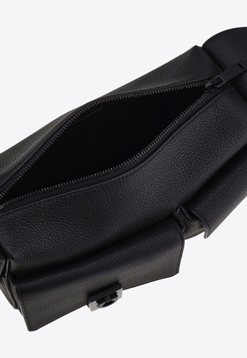 Ferragamo Utility Leather Crossbody Bag Black 241765 TWINS 784881 NERO