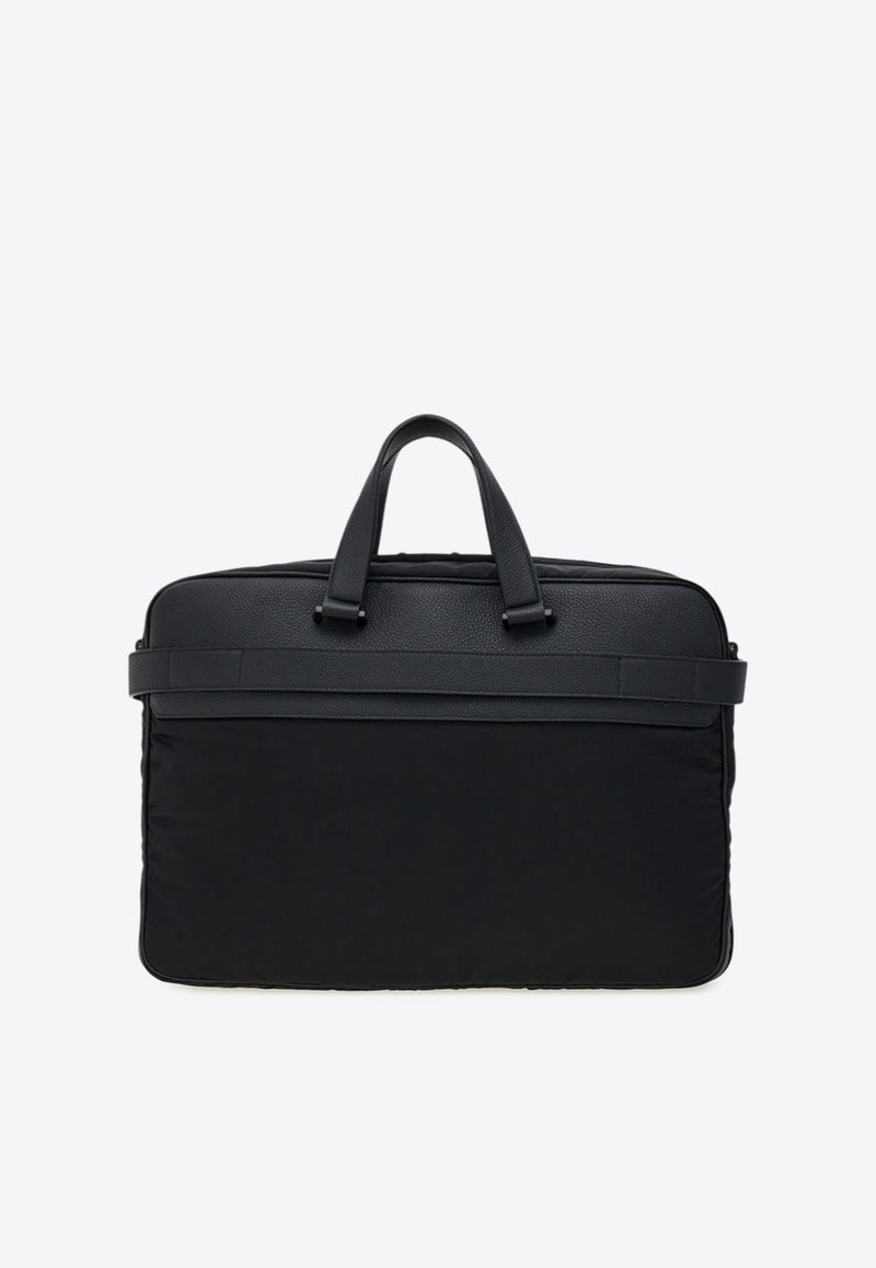 Ferragamo Logo Stamp Briefcase Black 241786 TWINS NYLON 786272 NERO