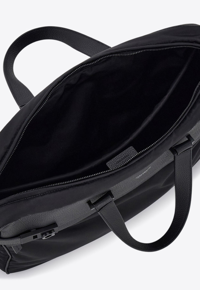 Ferragamo Logo Stamp Briefcase Black 241786 TWINS NYLON 786272 NERO