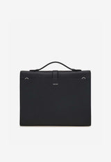 Ferragamo Hug Briefcase in Hammered Leather Black 241851 TWINS 791022 NERO