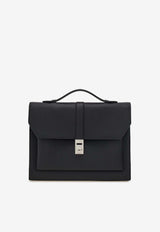 Ferragamo Hug Briefcase in Hammered Leather Black 241851 TWINS 791022 NERO