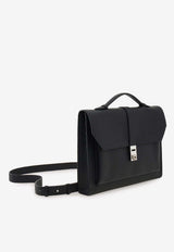 Ferragamo Hug Briefcase in Hammered Leather Black 241851 TWINS 791022 NERO