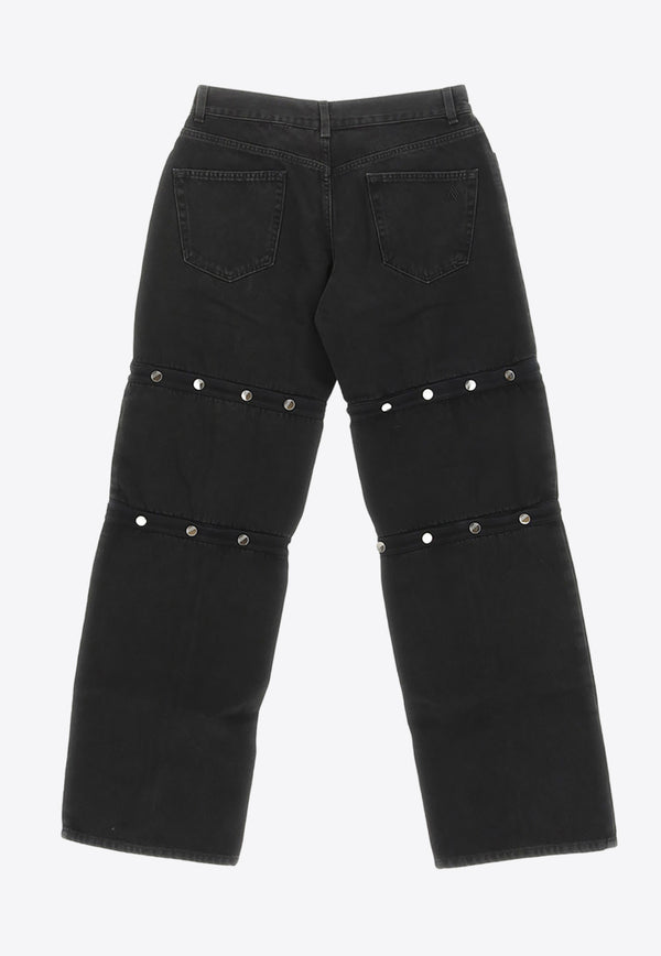 The Attico Studded Straight-Leg Jeans Black 241WCP144_D068_100