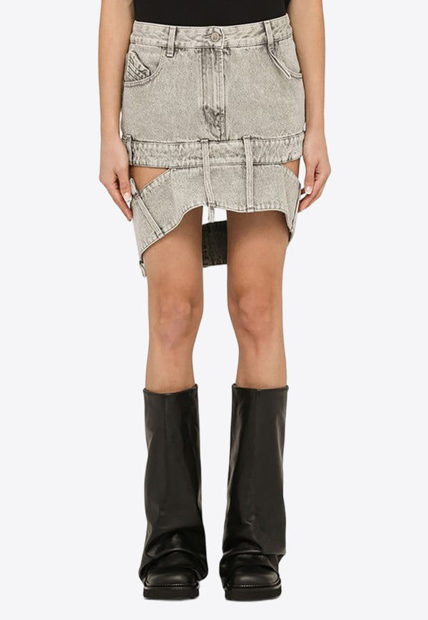 The Attico Cut-Out Denim Mini Skirt Gray 241WCS198D070/O_ATTIC-607
