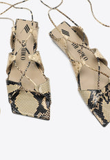 The Attico Snakeskin Wraparound Flat Sandals Beige 241WS794EL003/O_ATTIC-620