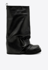 The Attico Combat Robin Leather Mid-Calf Boots Black 241WSH00798LBT019A/R_ATTIC-100
