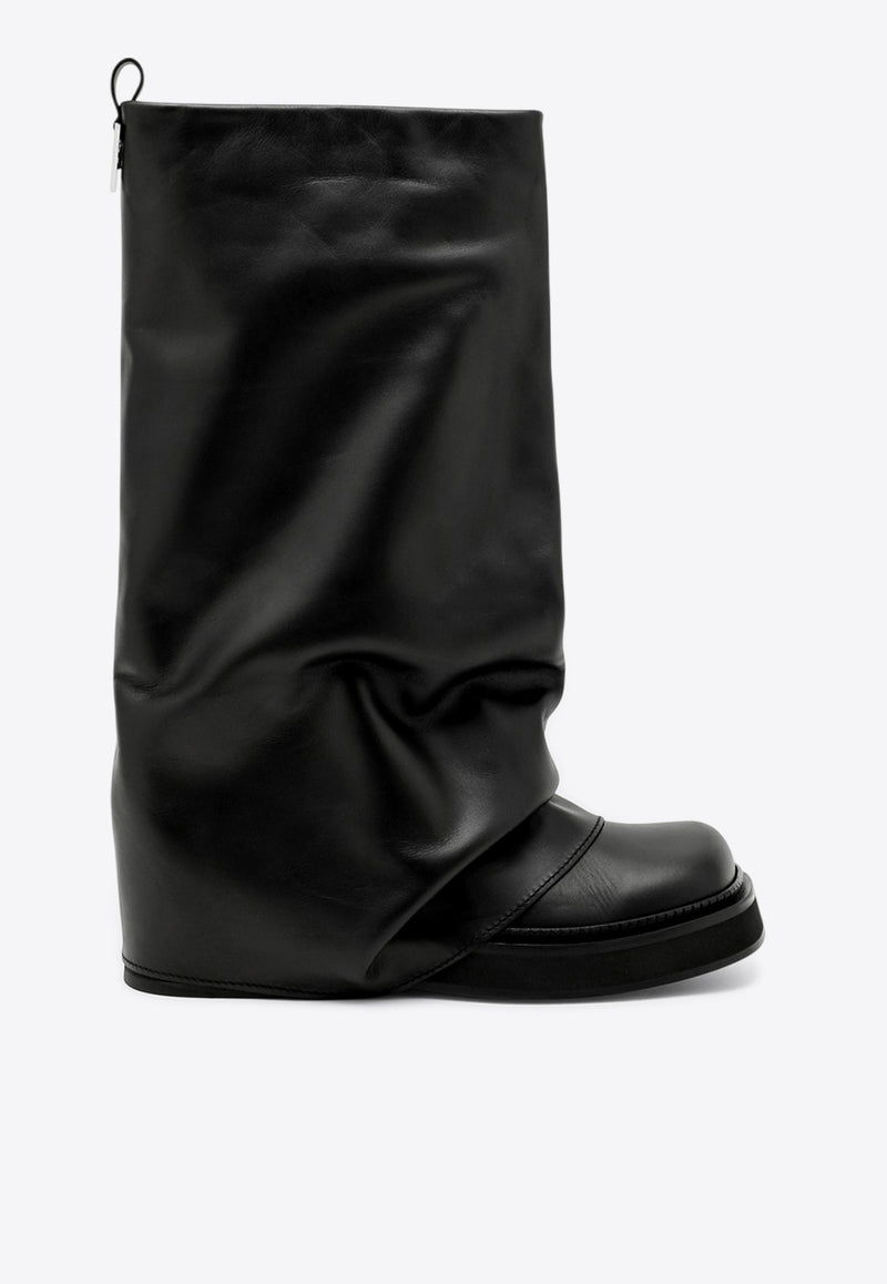 The Attico Combat Robin Leather Mid-Calf Boots Black 241WSH00798LBT019A/R_ATTIC-100