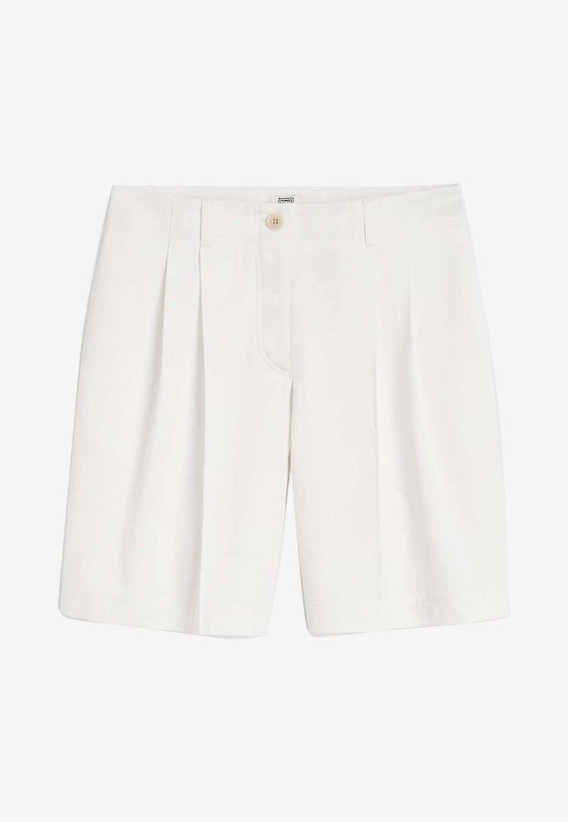 Toteme Pleated Chino Shorts White 242-WRB1655-FB0103WHITE