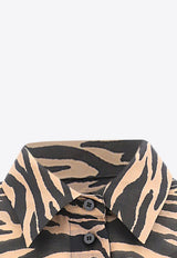 The Attico Zebra Print Oversized Shirt Brown 243WCH17_C082P_648