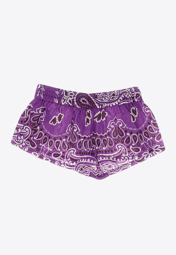 The Attico Bandana Print Mini Shorts Purple 243WCP165_C077P_690