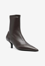 Toteme 55 Calf Leather Ankle Boots Brown 244-WAS0161-LE0089BROWN