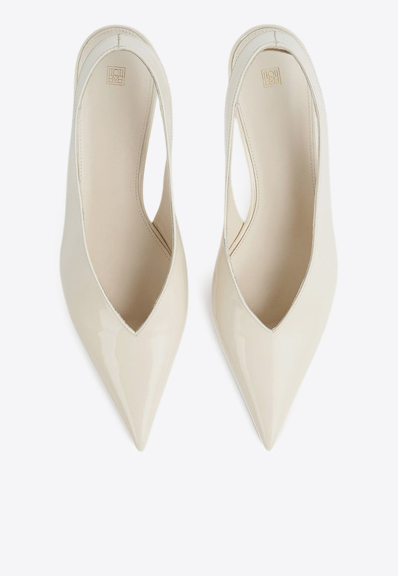 Toteme The Wedge 35 Slingback Pumps in Calf Leather White 244-WAS0165-LE0091WHITE