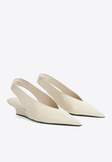 Toteme The Wedge 35 Slingback Pumps in Calf Leather White 244-WAS0165-LE0091WHITE