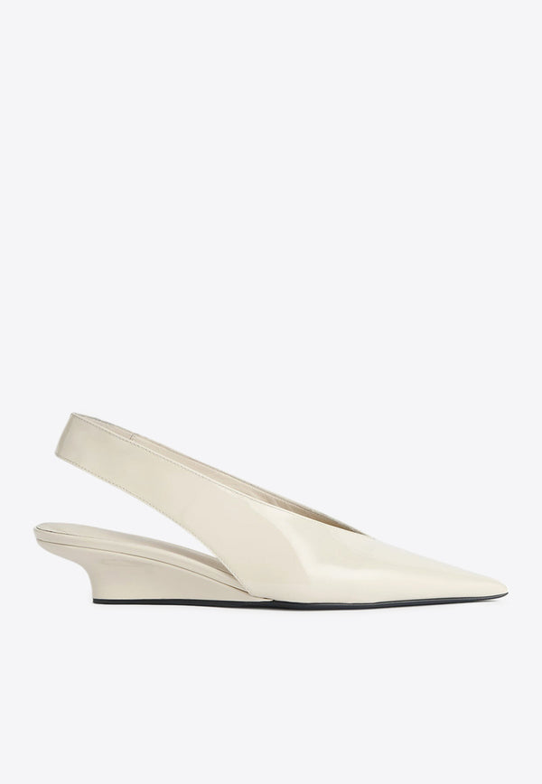 Toteme The Wedge 35 Slingback Pumps in Calf Leather White 244-WAS0165-LE0091WHITE