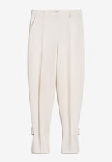 Toteme Tapered-Leg Pants with Buckle Detail White 244-WRB0213-FB0315WHITE