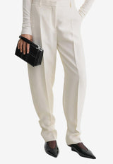 Toteme Tapered-Leg Pants with Buckle Detail White 244-WRB0213-FB0315WHITE