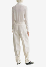 Toteme Tapered-Leg Pants with Buckle Detail White 244-WRB0213-FB0315WHITE