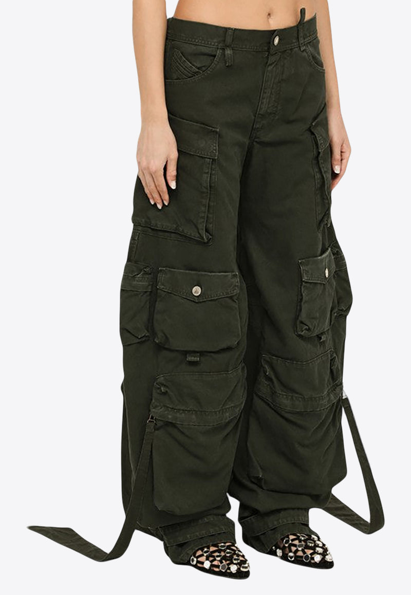 The Attico Long Utility Pants with Cut-Outs Dark Green 246WCP180C093/O_ATTIC-152