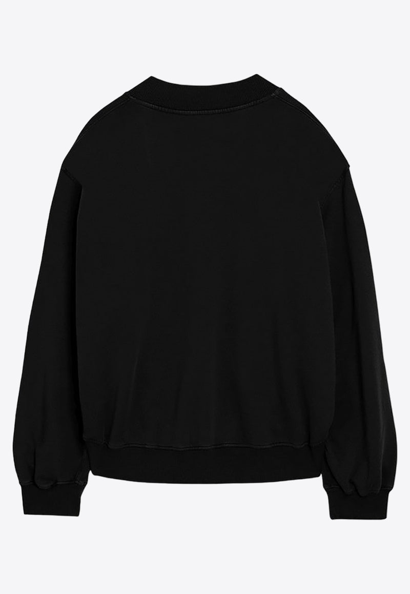 The Attico Oversized V-neck Cropped Sweatshirt Black 247WCF10JF03/P_ATTIC-100