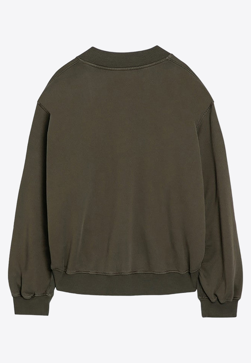 The Attico Oversized V-neck Cropped Sweatshirt Green 247WCF10JF03/P_ATTIC-722