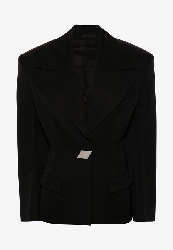 The Attico Single-Breasted Belted Wool Blazer Black 247WCG63_W046_100