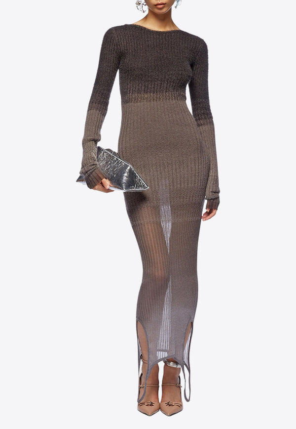 The Attico Convertible Ribbed Midi Dress Gray 247WCM173_KMIX3_785